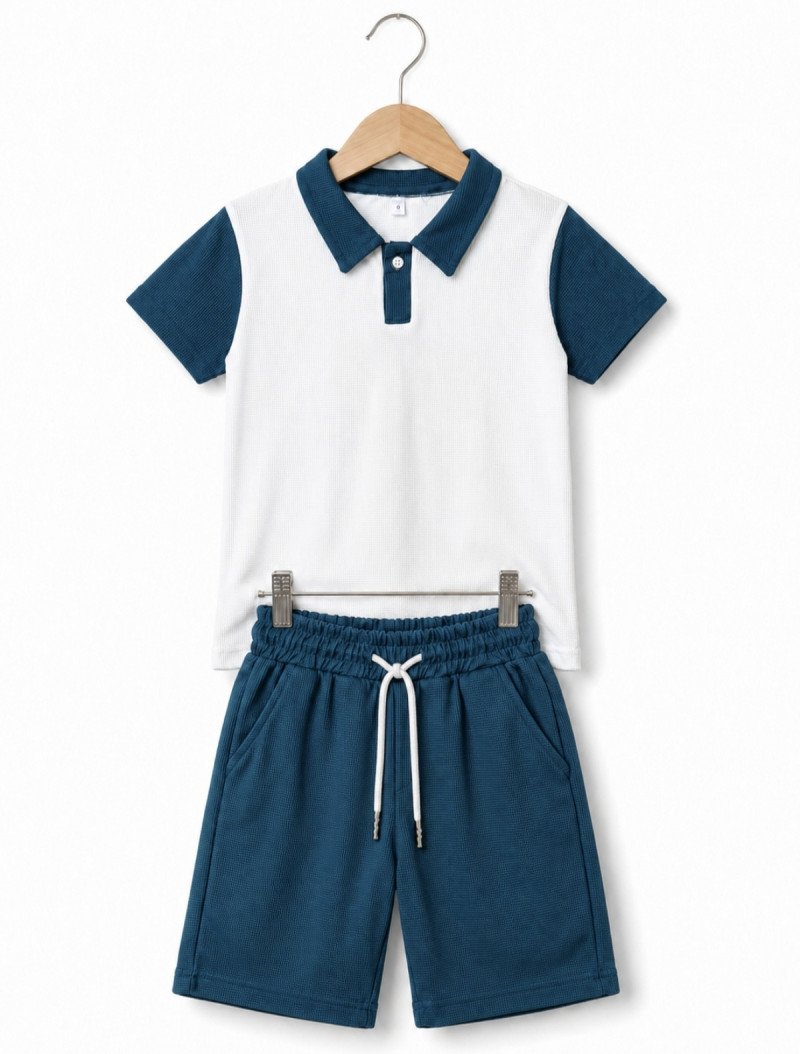 Boys' Waffle Knit Polo Set